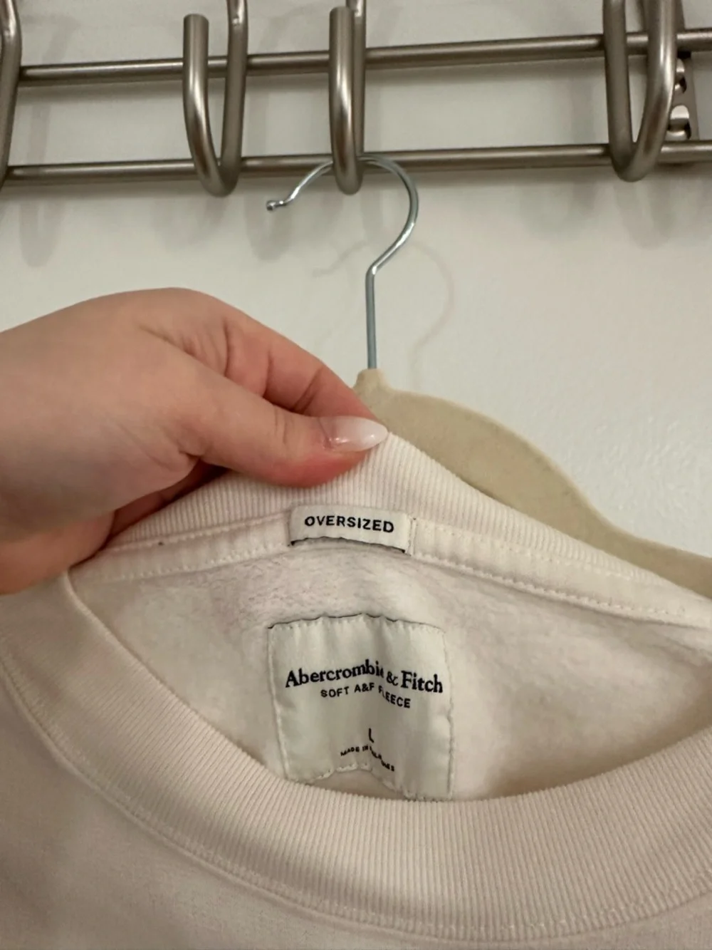 Abercrombie & Fitch Cream Oversized Sweatshirt Soft A&F Fleece Cream Large